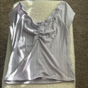 Lavender Ruched V-Neck Top